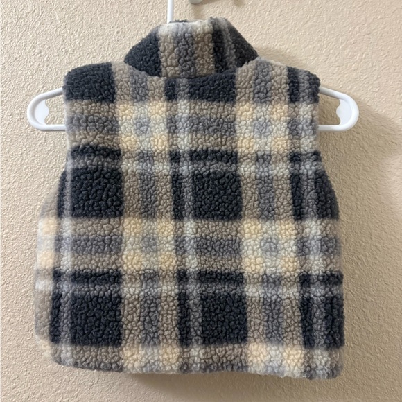 Disney Baby Mickey Mouse Black and Cream Plaid Fleece Vest 0/3 Months - Picture 2 of 4